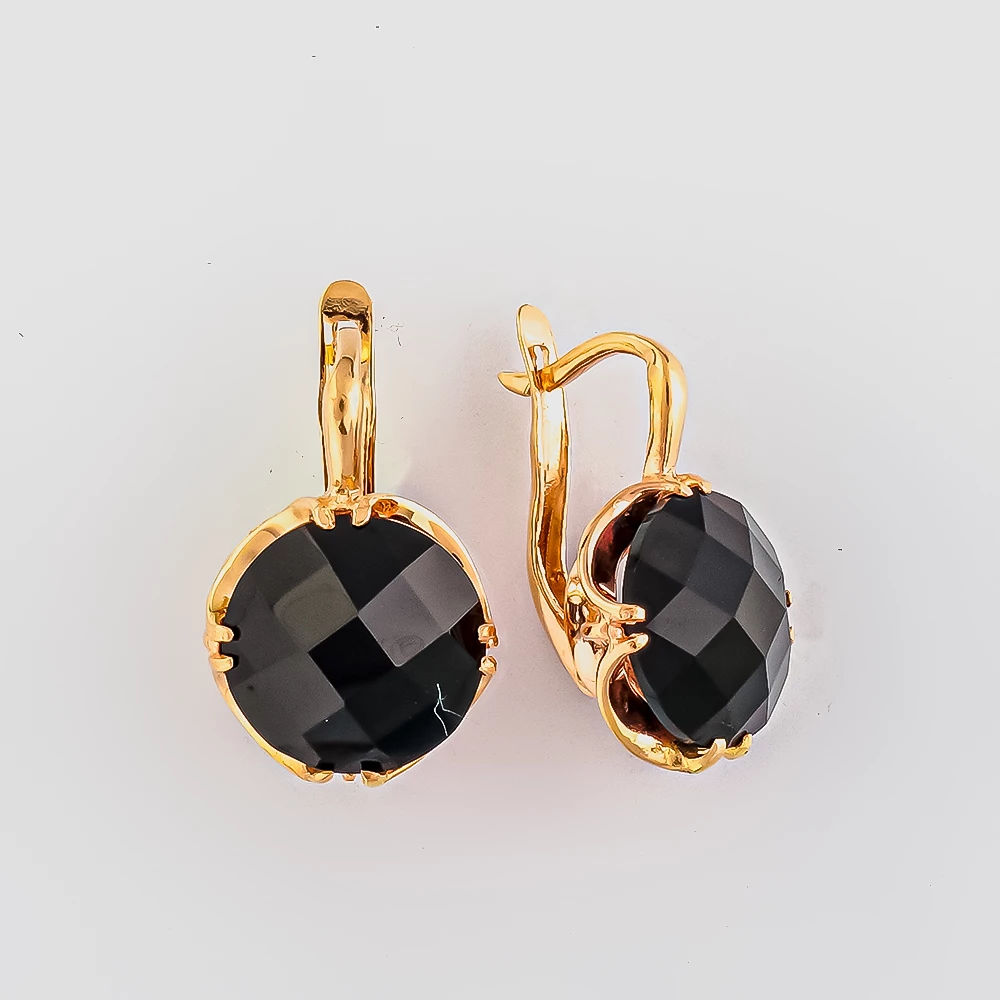Серьги с ситаллом из красного золота 585 пробы