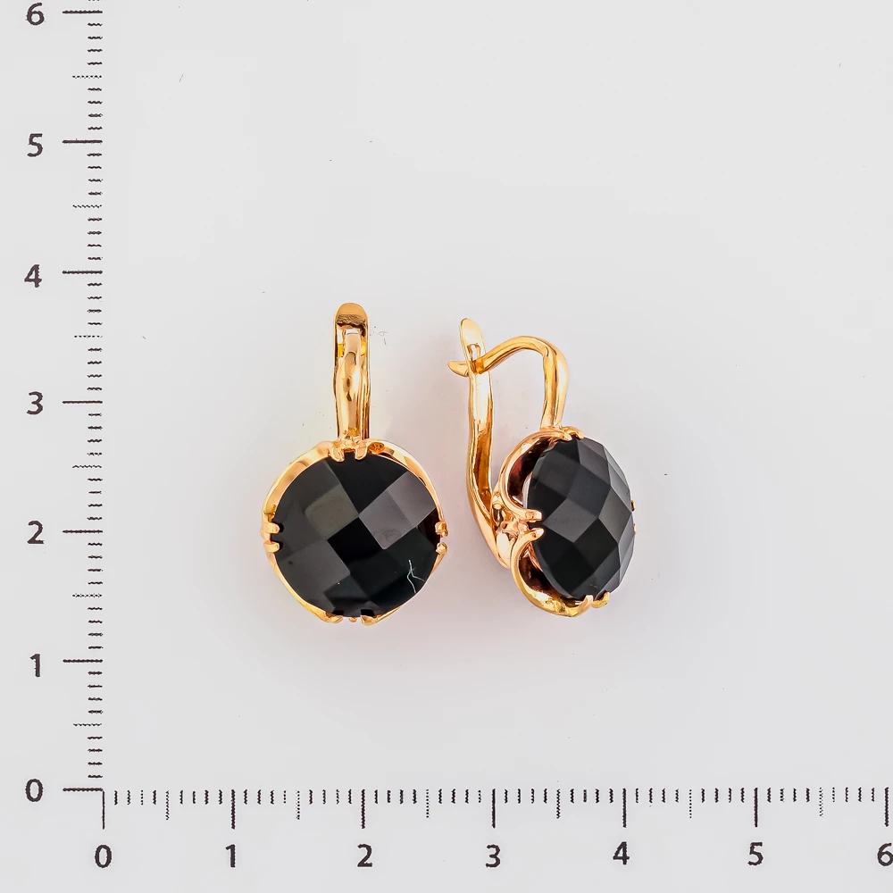 Серьги с ситаллом из красного золота 585 пробы