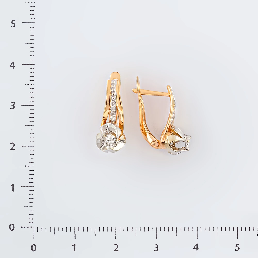 Серьги с бриллиантом из красного золота 585 пробы