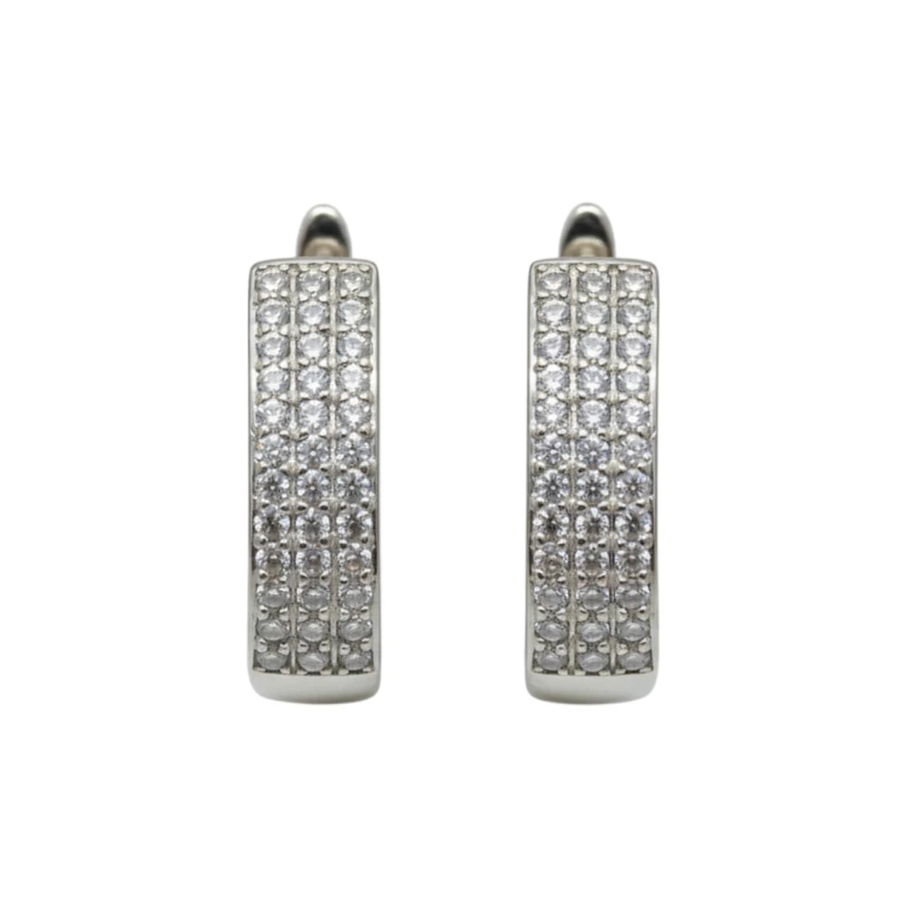 Серьги с фианитом из белого золота 585 пробы