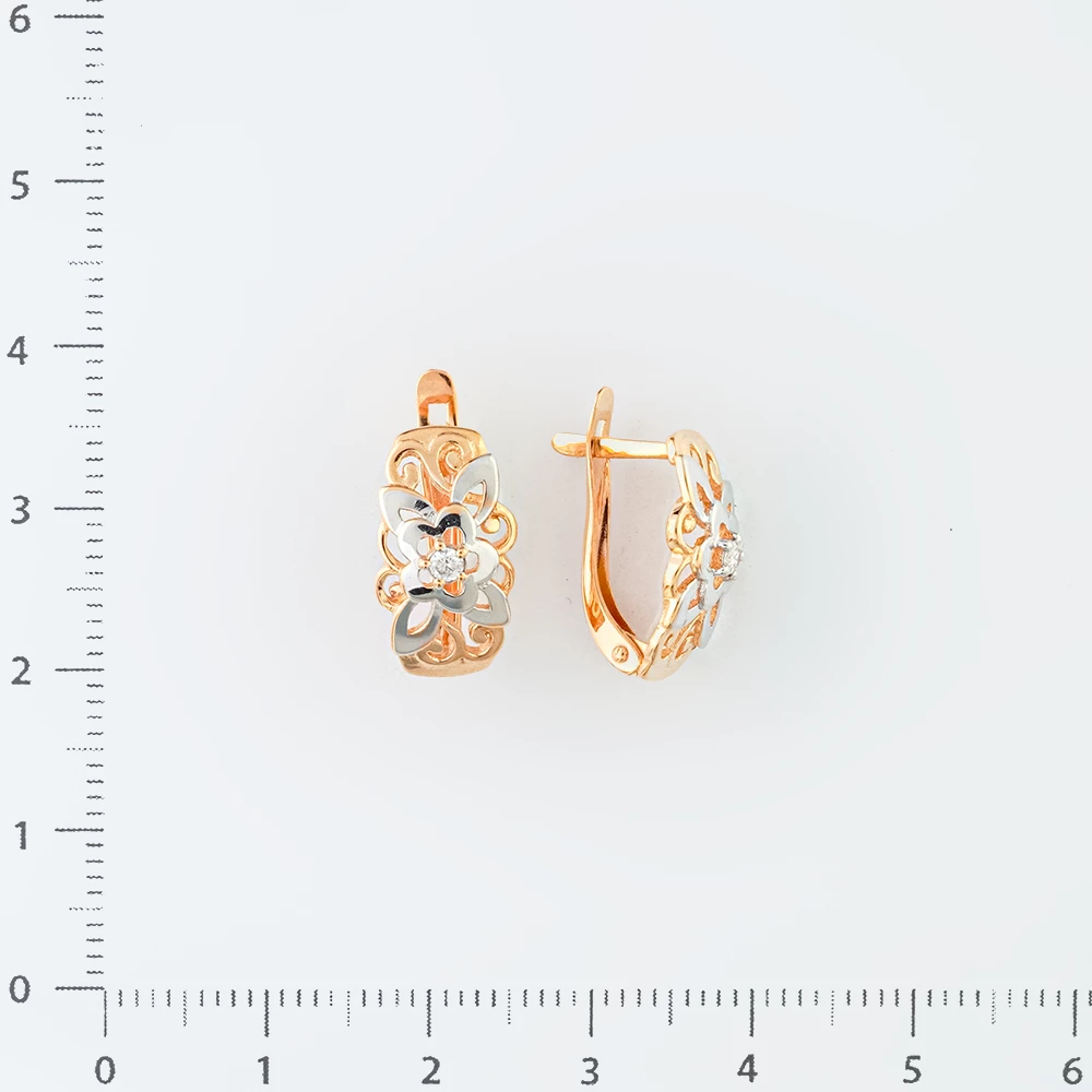 Серьги с бриллиантом из красного золота 585 пробы
