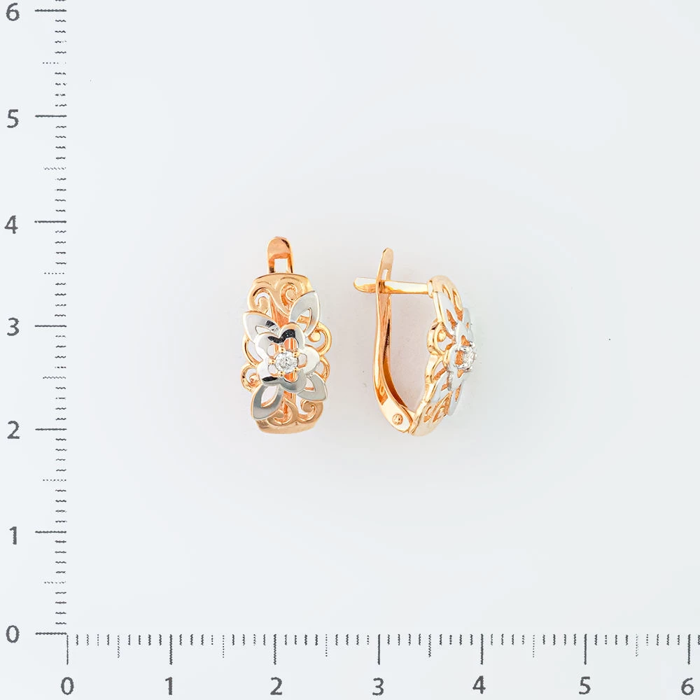 Серьги с бриллиантом из красного золота 585 пробы