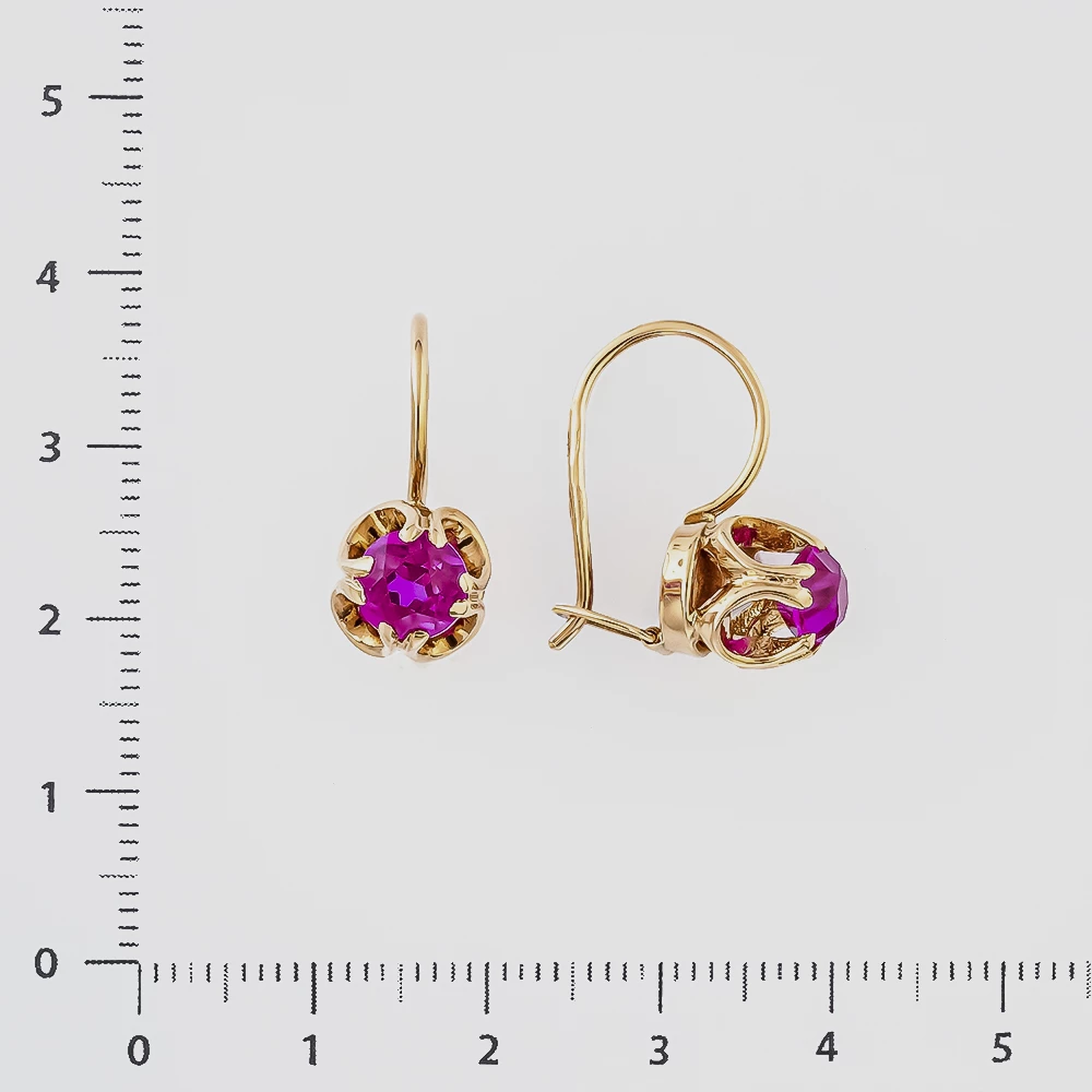 Серьги с фианитом из красного золота 583 пробы