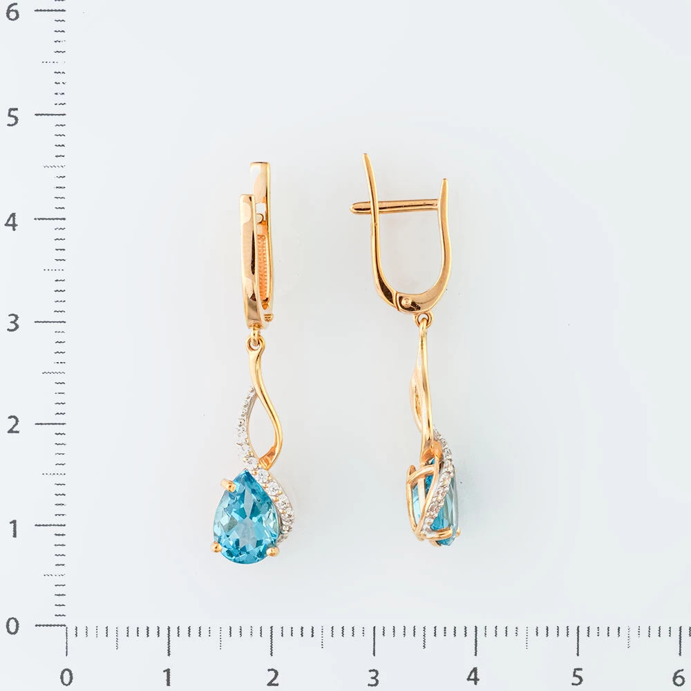 Серьги с топазом из красного золота 585 пробы
