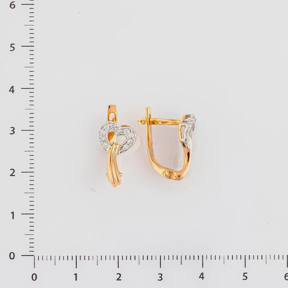 Серьги с бриллиантом из красного золота 585 пробы
