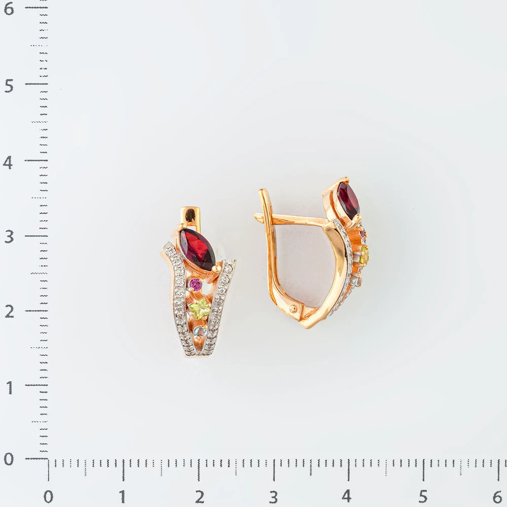 Серьги с гранатом из красного золота 585 пробы