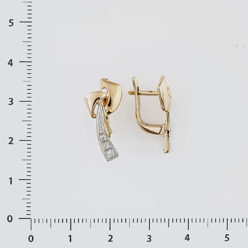 Серьги с фианитом из красного золота 585 пробы