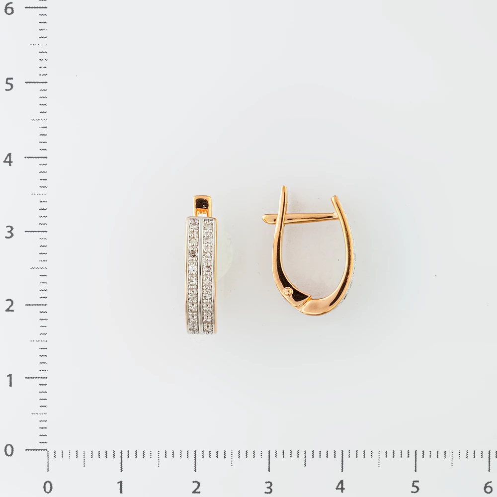 Серьги с бриллиантом из красного золота 585 пробы