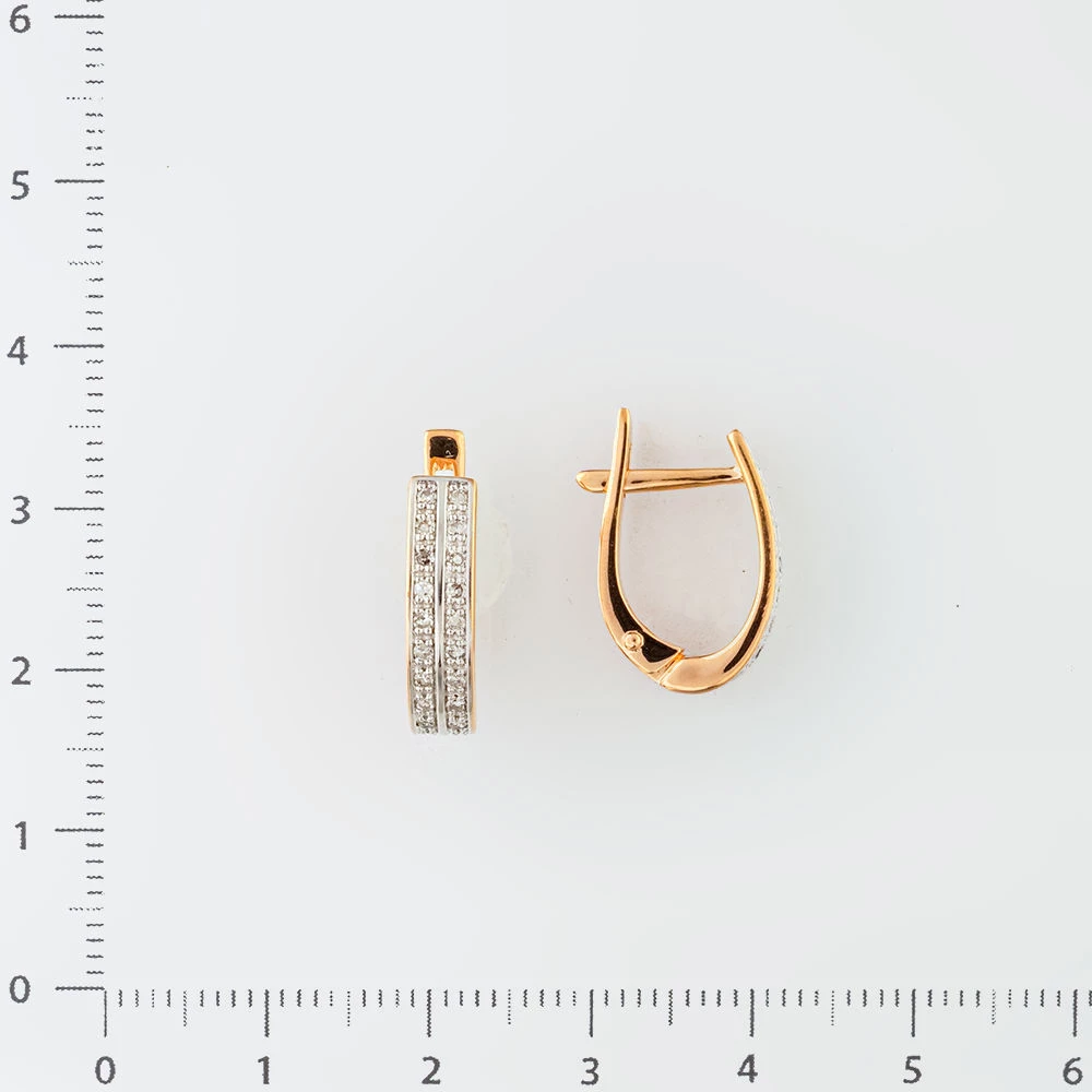 Серьги с бриллиантом из красного золота 585 пробы