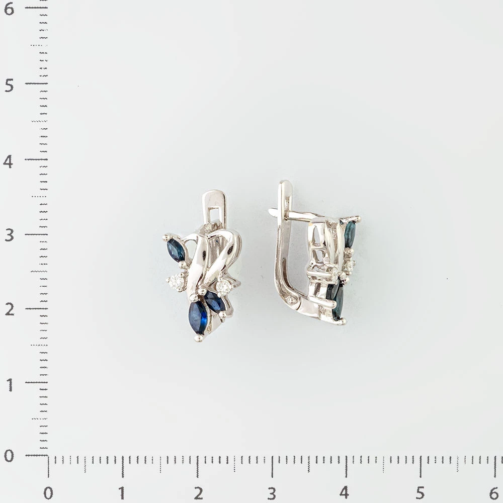 Серьги с сапфиром из белого золота 585 пробы