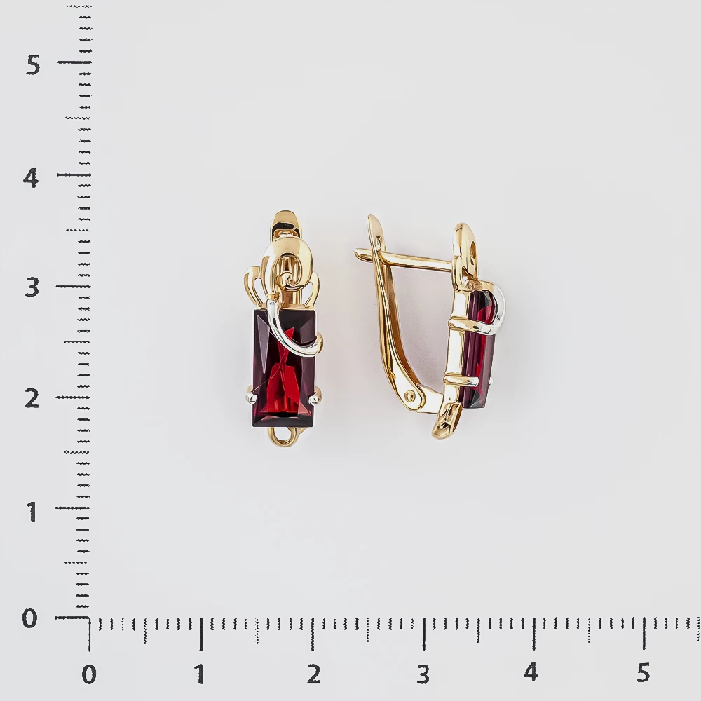 Серьги с гранатом из красного золота 585 пробы