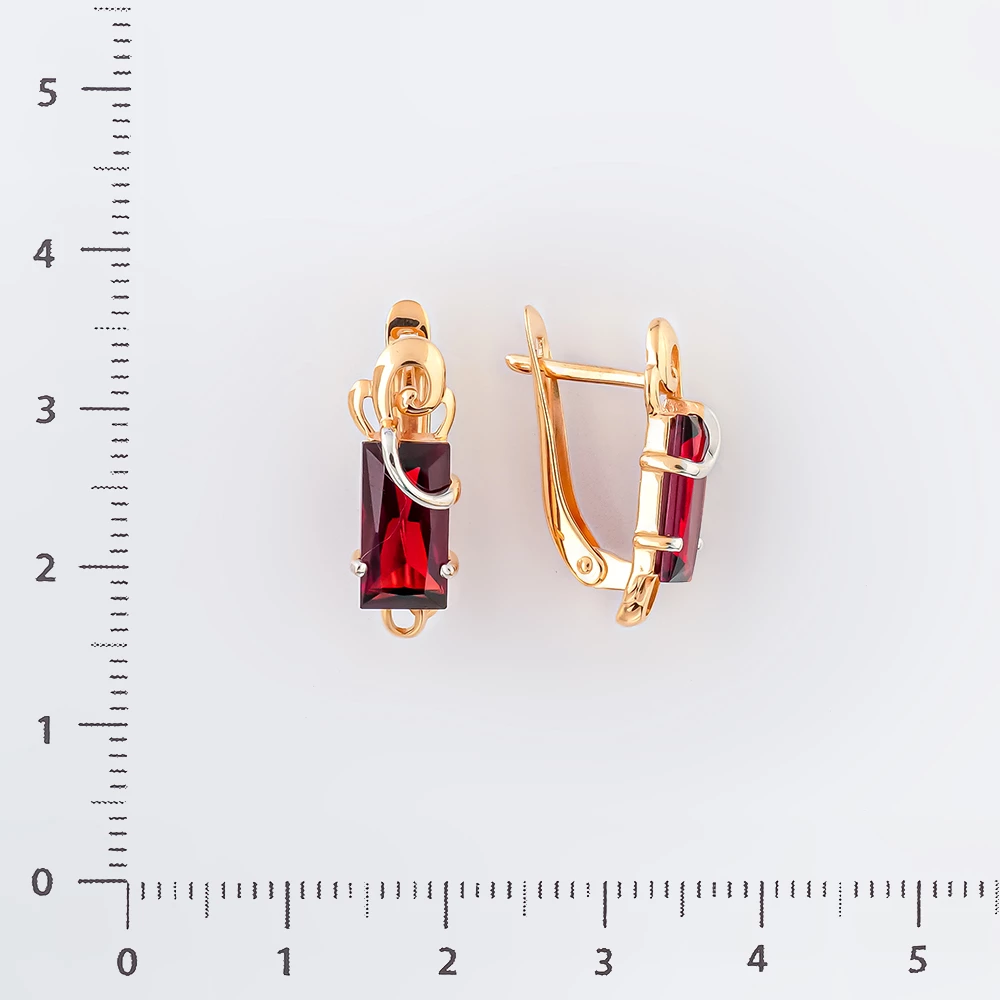 Серьги с гранатом из красного золота 585 пробы