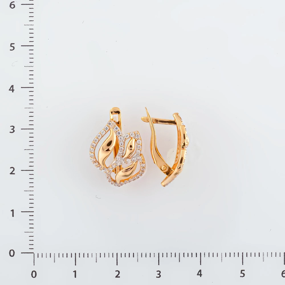 Серьги с фианитом из красного золота 585 пробы