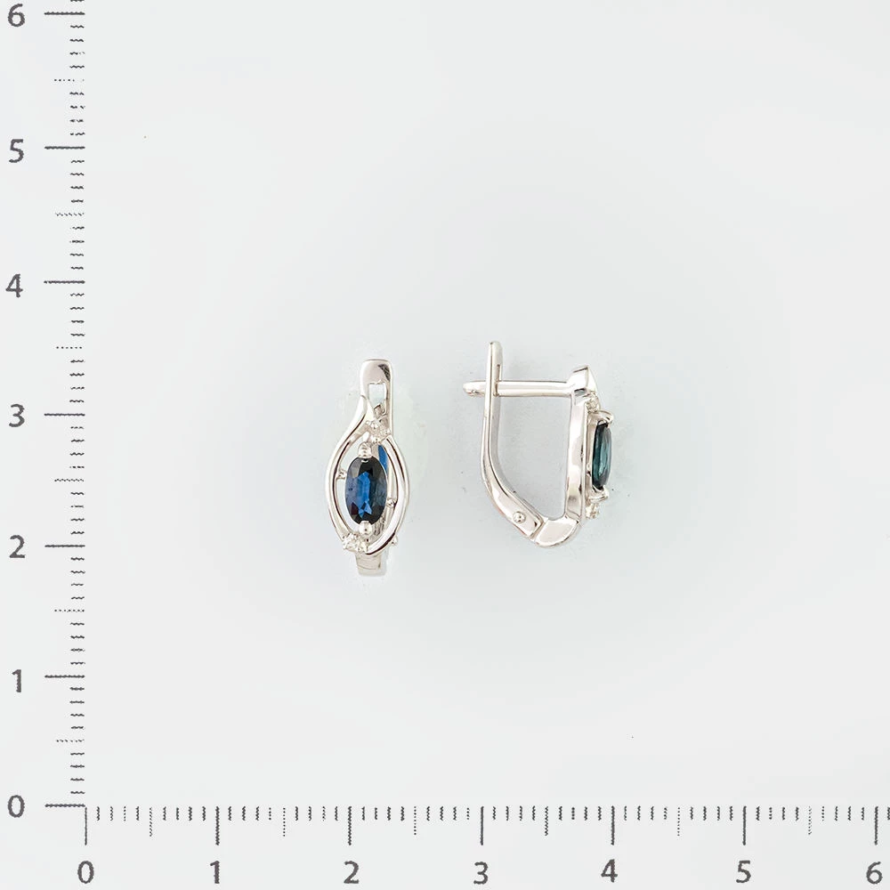 Серьги с сапфиром из белого золота 585 пробы