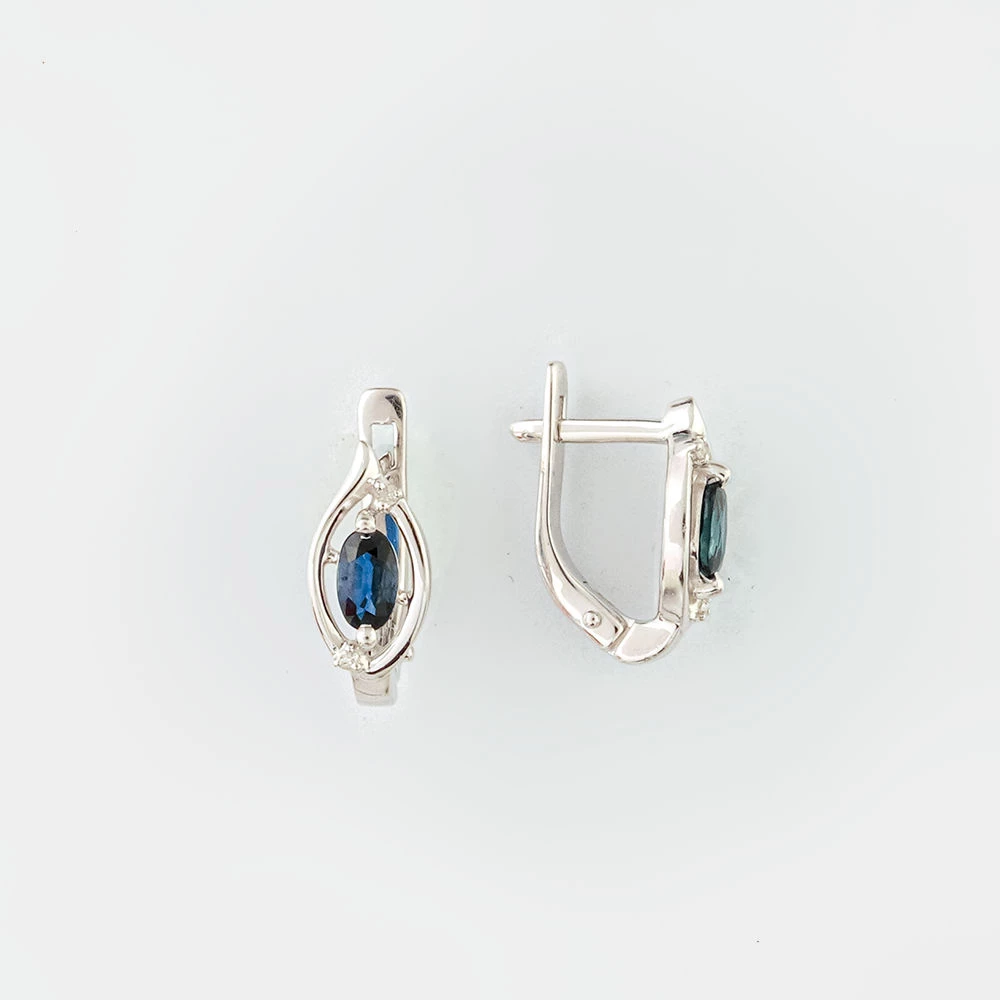 Серьги с сапфиром из белого золота 585 пробы
