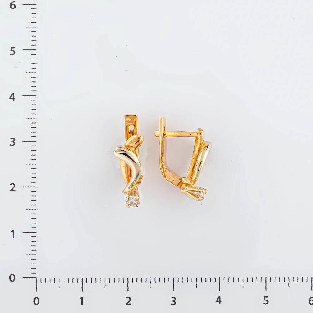 Серьги с бриллиантом из красного золота 585 пробы