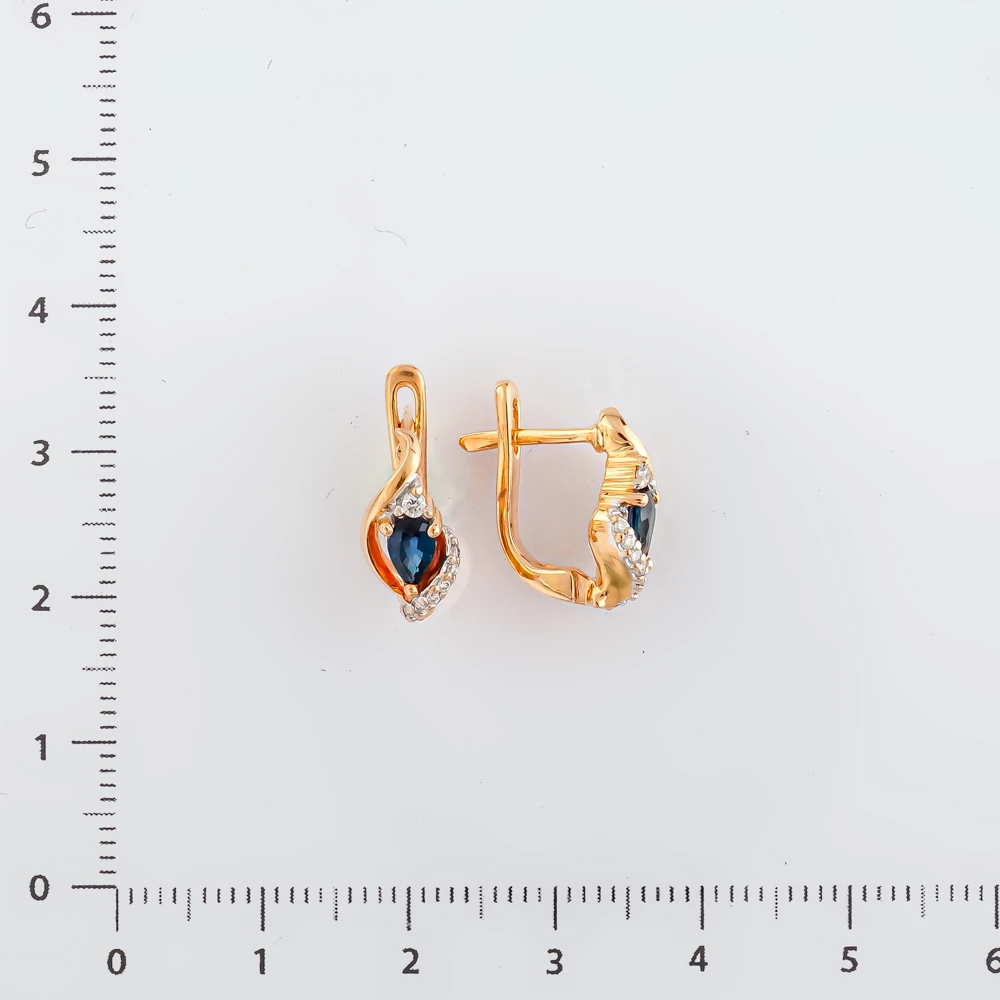 Серьги с сапфиром из красного золота 585 пробы
