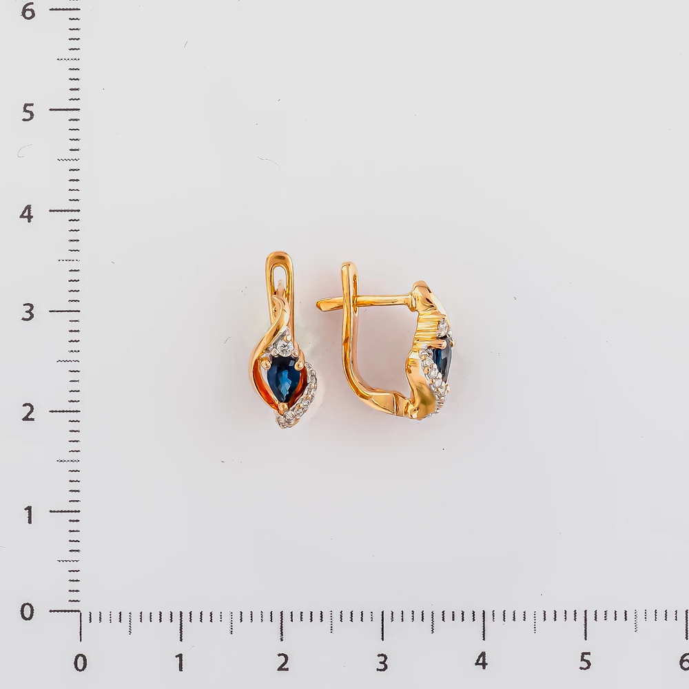 Серьги с сапфиром из красного золота 585 пробы