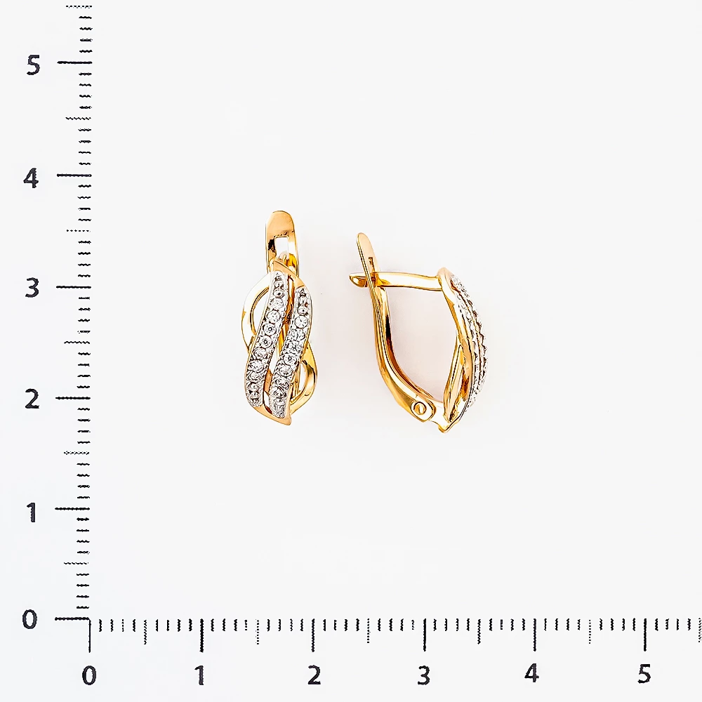 Серьги с фианитом из красного золота 585 пробы