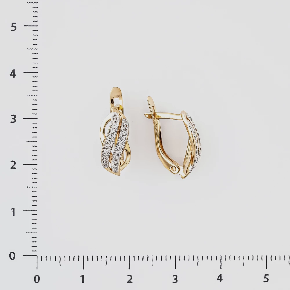 Серьги с фианитом из красного золота 585 пробы