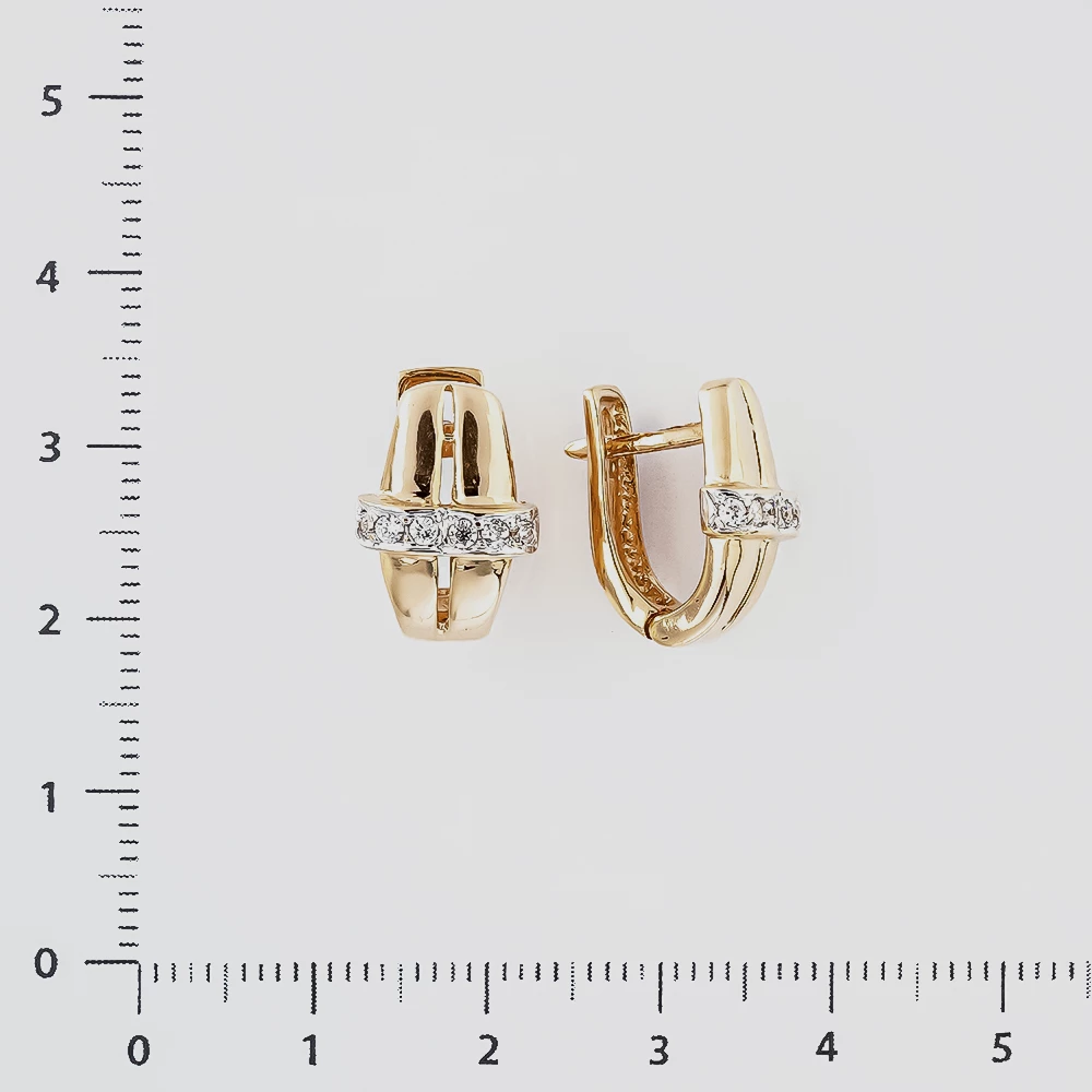 Серьги с фианитом из красного золота 585 пробы