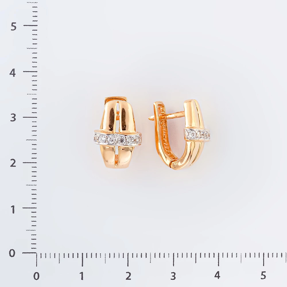 Серьги с фианитом из красного золота 585 пробы