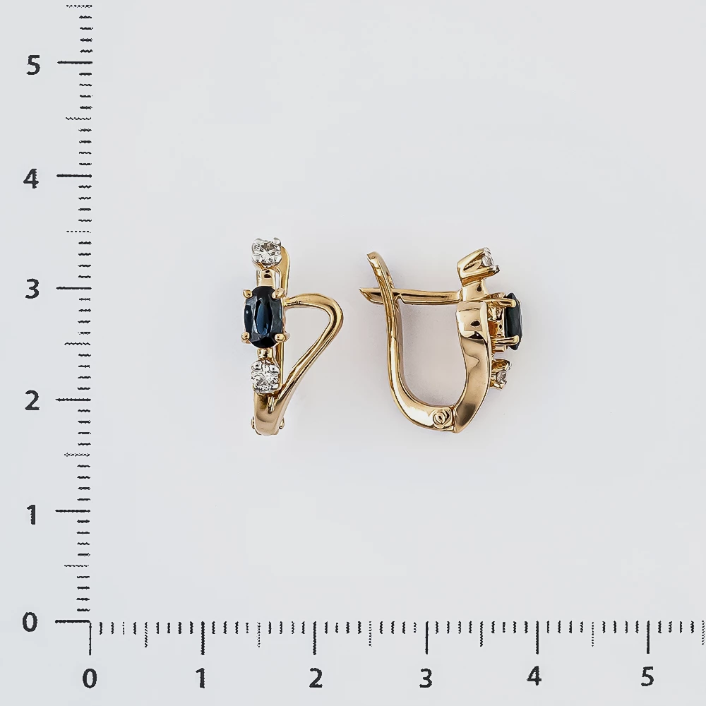 Серьги с сапфиром из красного золота 585 пробы