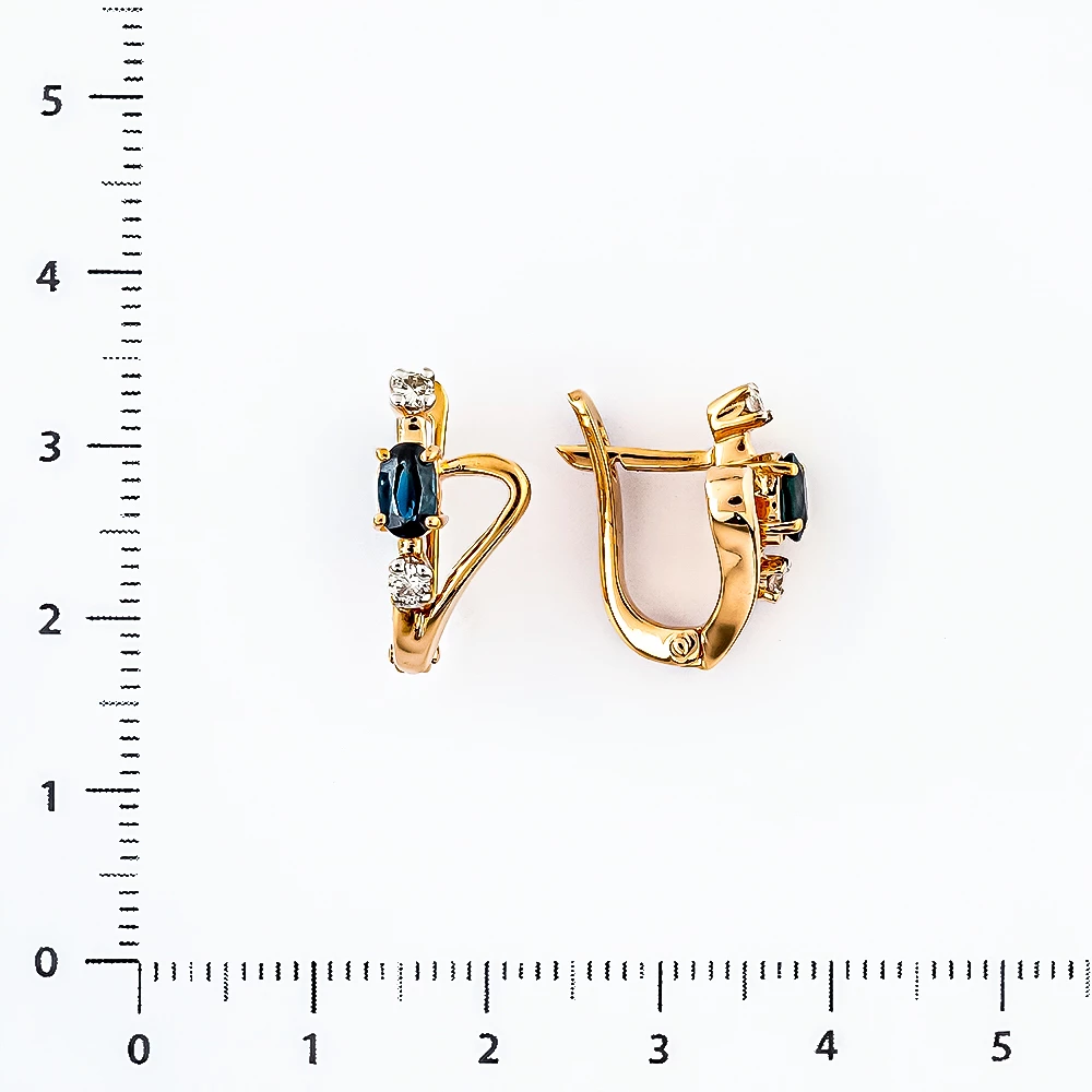 Серьги с сапфиром из красного золота 585 пробы