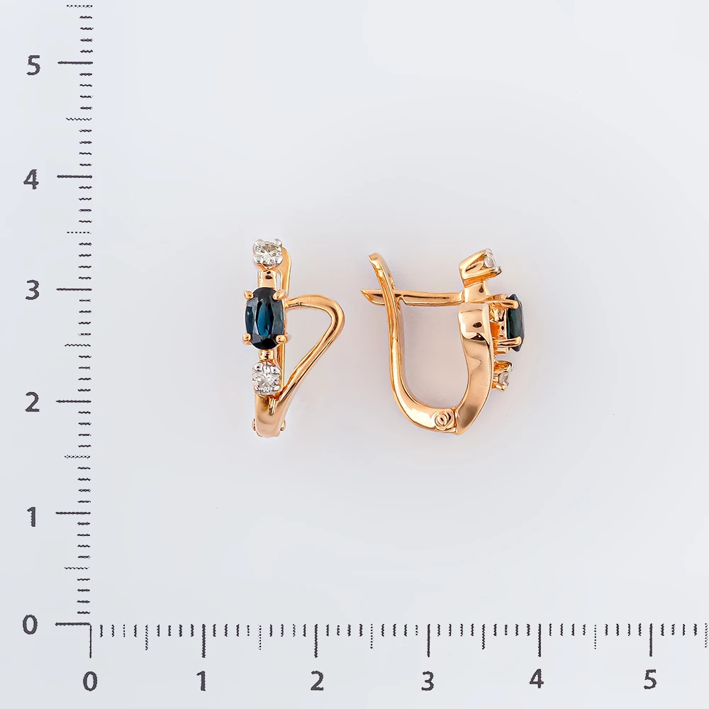 Серьги с сапфиром из красного золота 585 пробы