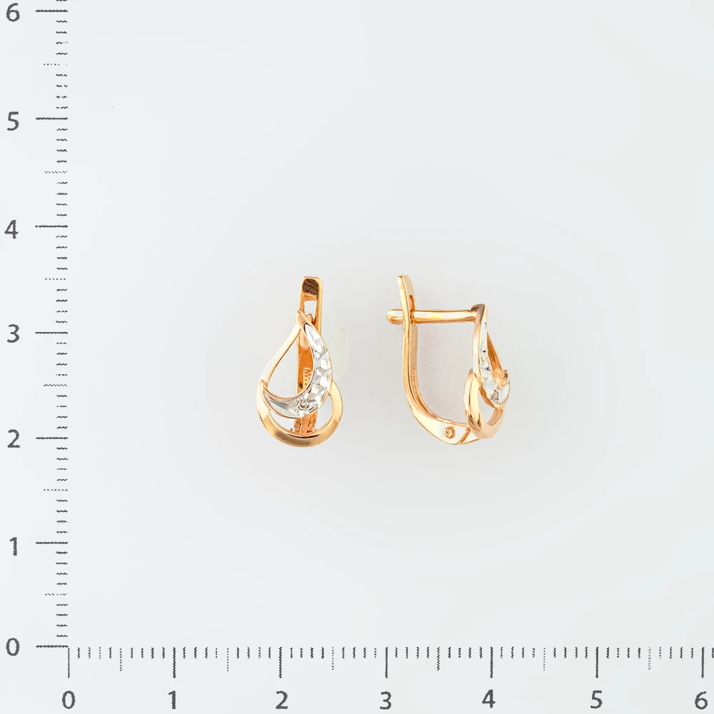 Серьги с бриллиантом из красного золота 585 пробы