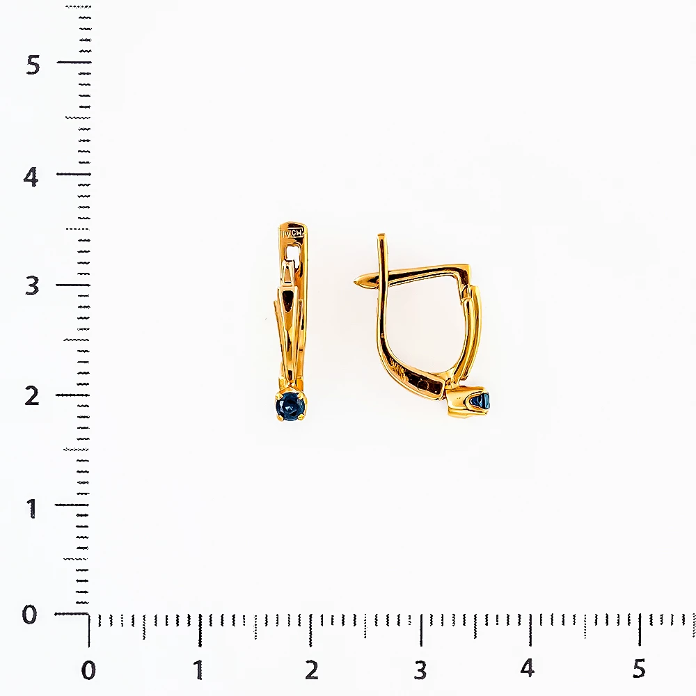 Серьги с сапфиром из красного золота 585 пробы