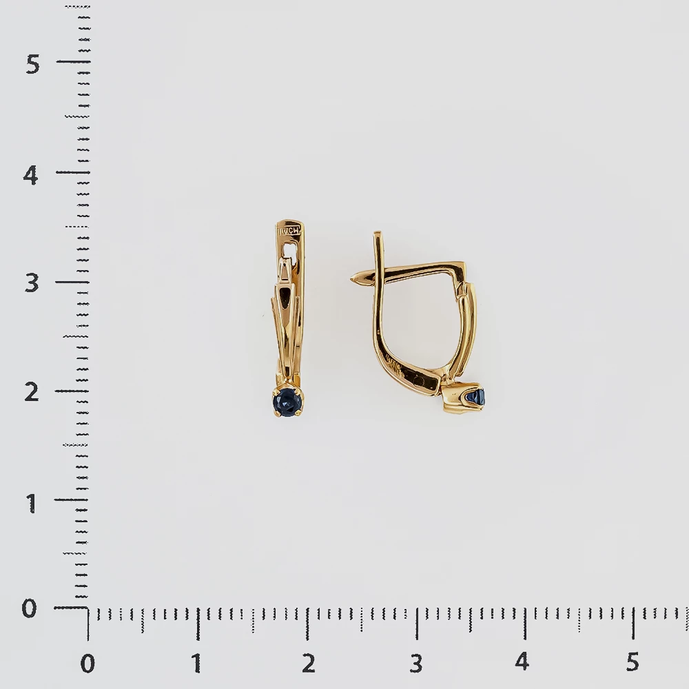 Серьги с сапфиром из красного золота 585 пробы