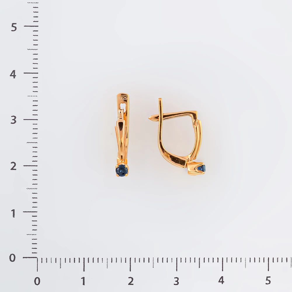Серьги с сапфиром из красного золота 585 пробы