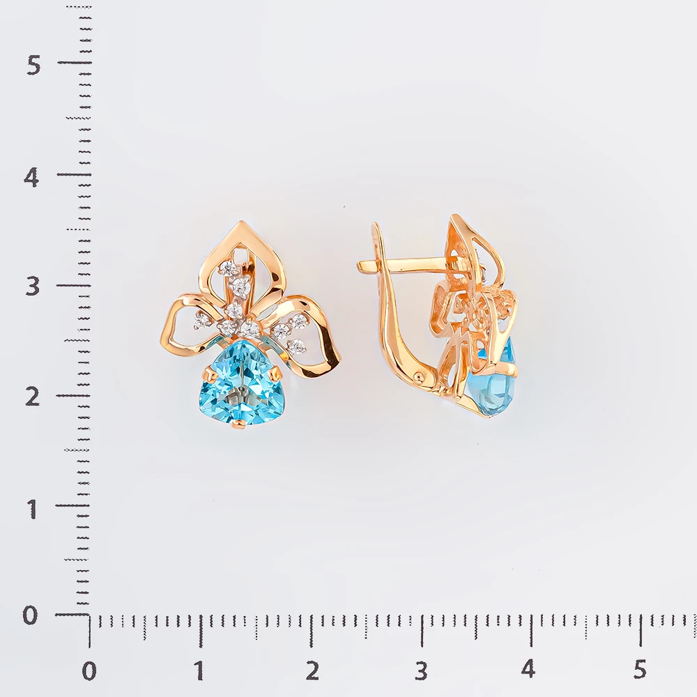 Серьги с топазом из красного золота 585 пробы