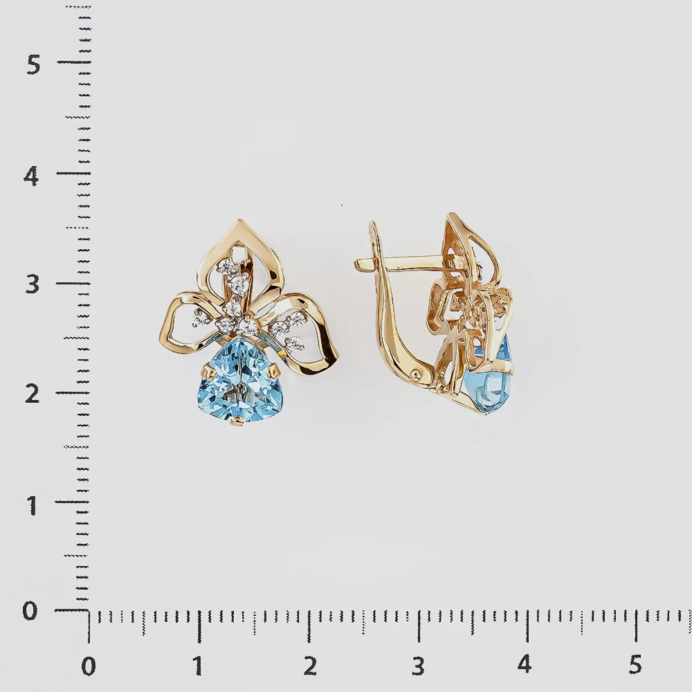 Серьги с топазом из красного золота 585 пробы