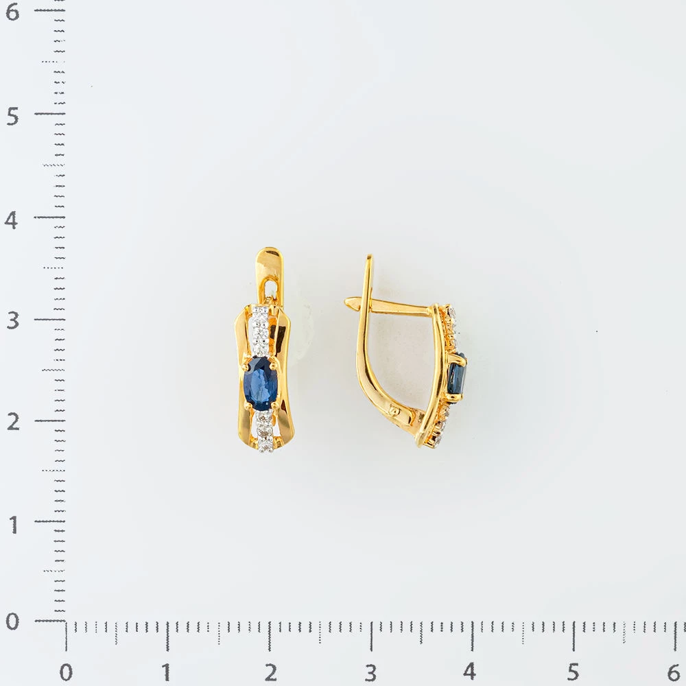 Серьги с сапфиром из желтого золота 585 пробы