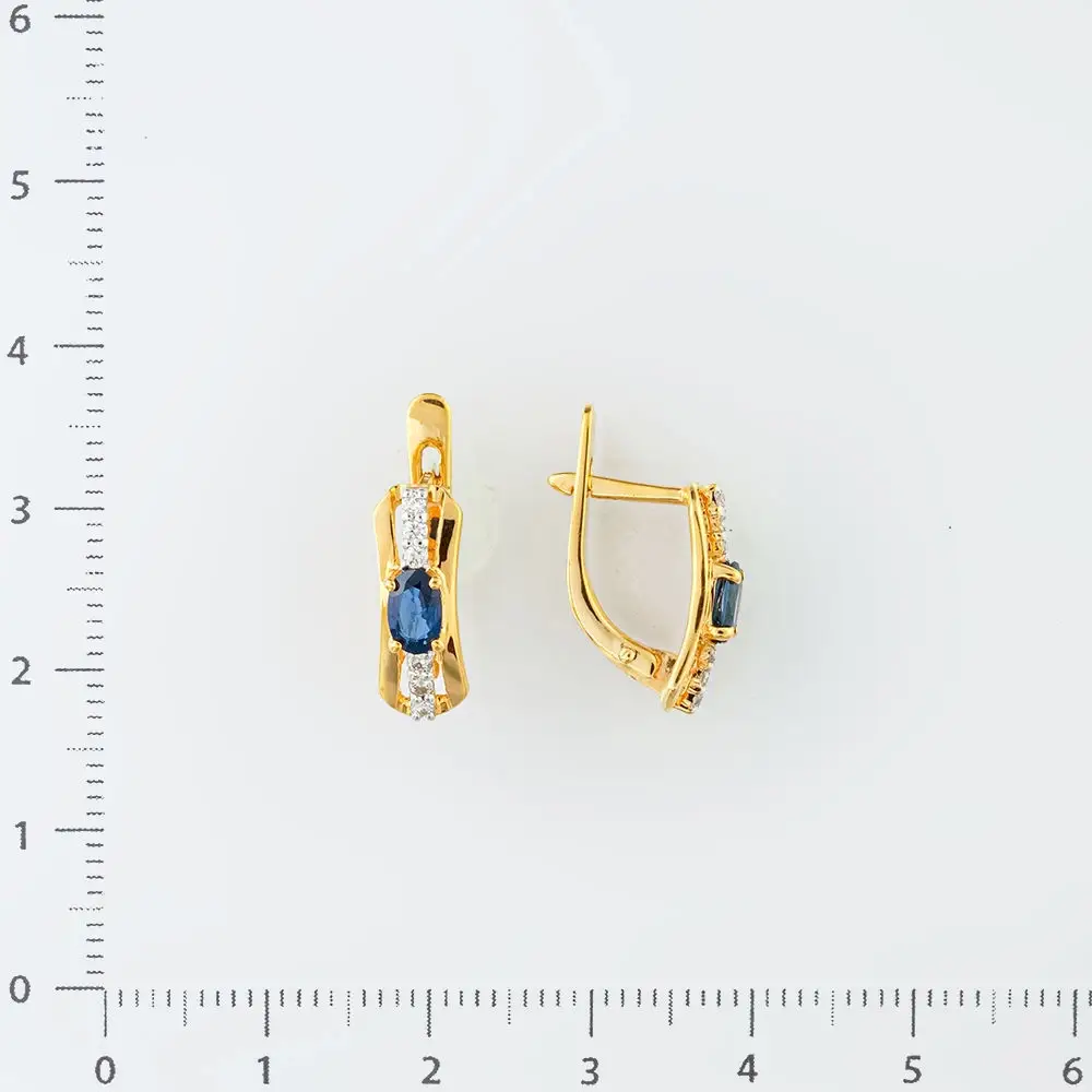 Серьги с сапфиром из желтого золота 585 пробы 2