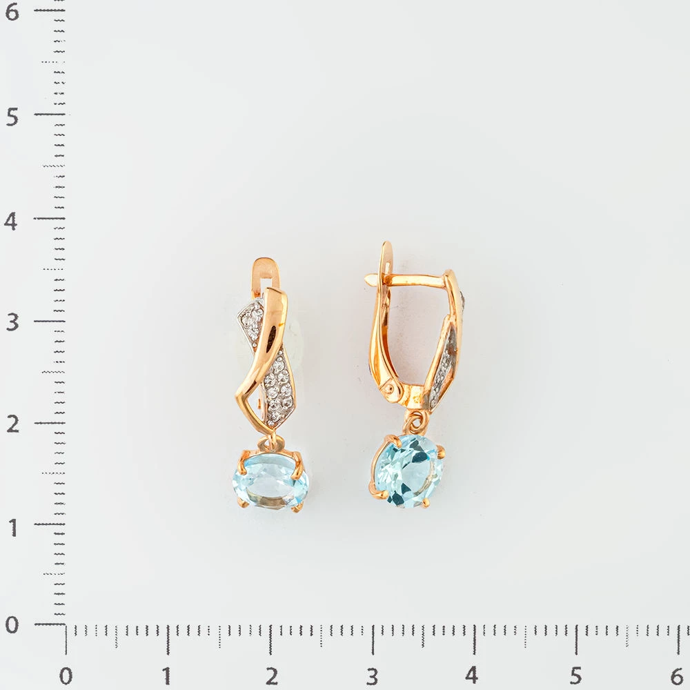 Серьги с топазом из желтого золота 375 пробы