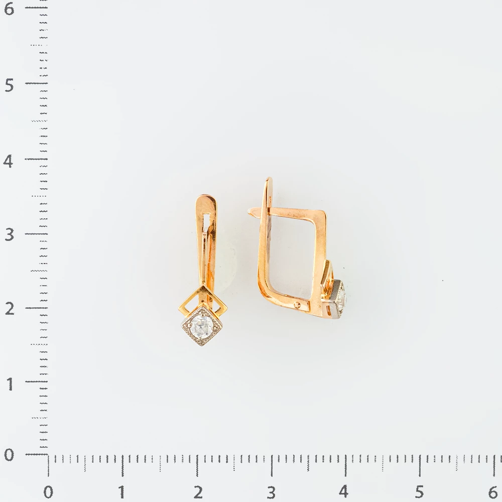 Серьги с фианитом из красного золота 583 пробы