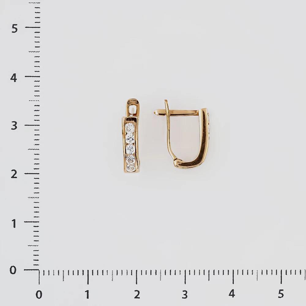 Серьги с фианитом из красного золота 585 пробы