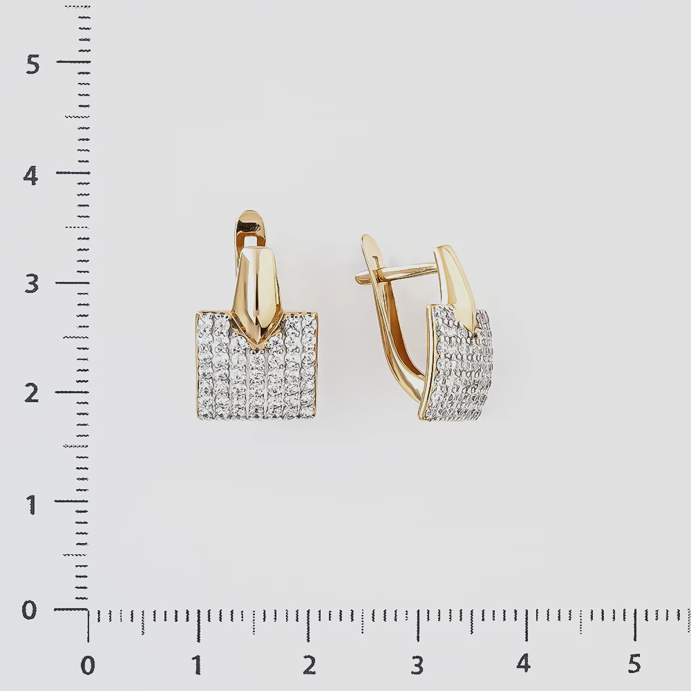 Серьги с фианитом из красного золота 585 пробы