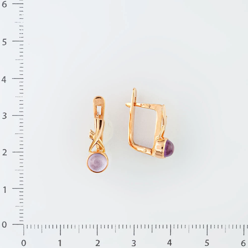 Серьги с фианитом из красного золота 583 пробы
