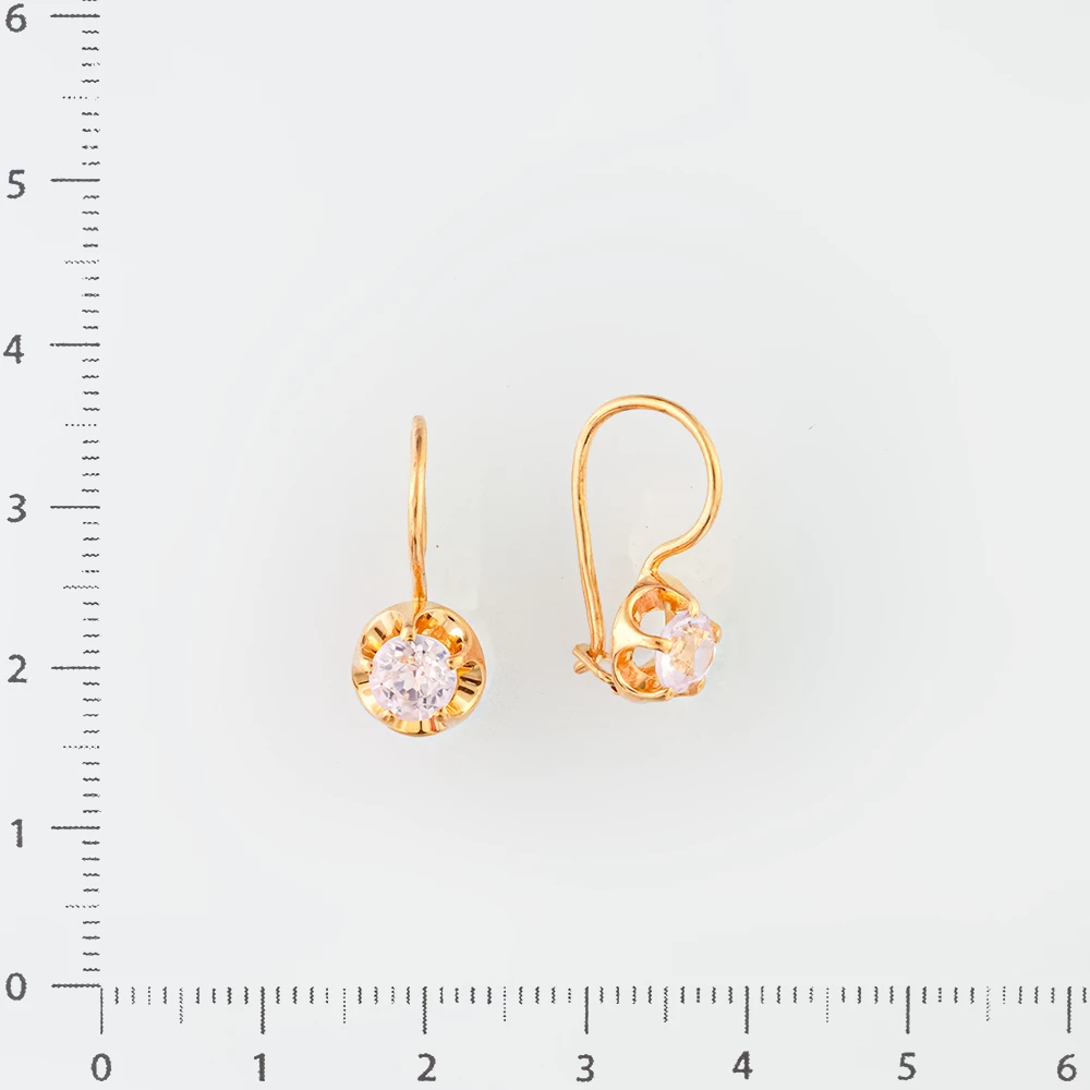 Серьги с фианитом из красного золота 583 пробы