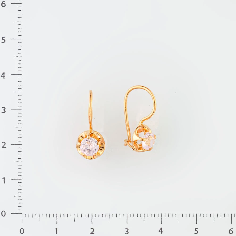 Серьги с фианитом из красного золота 583 пробы