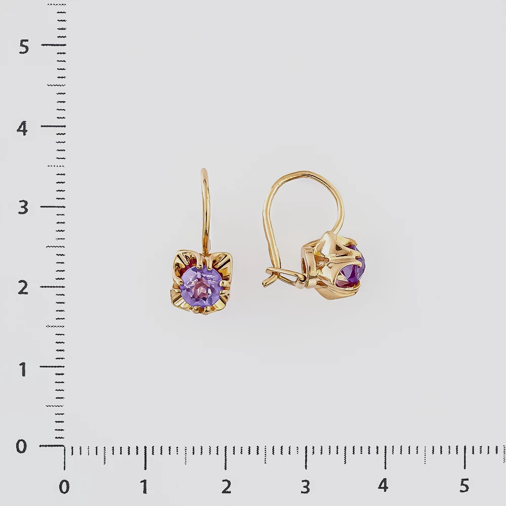 Серьги с фианитом из красного золота 583 пробы