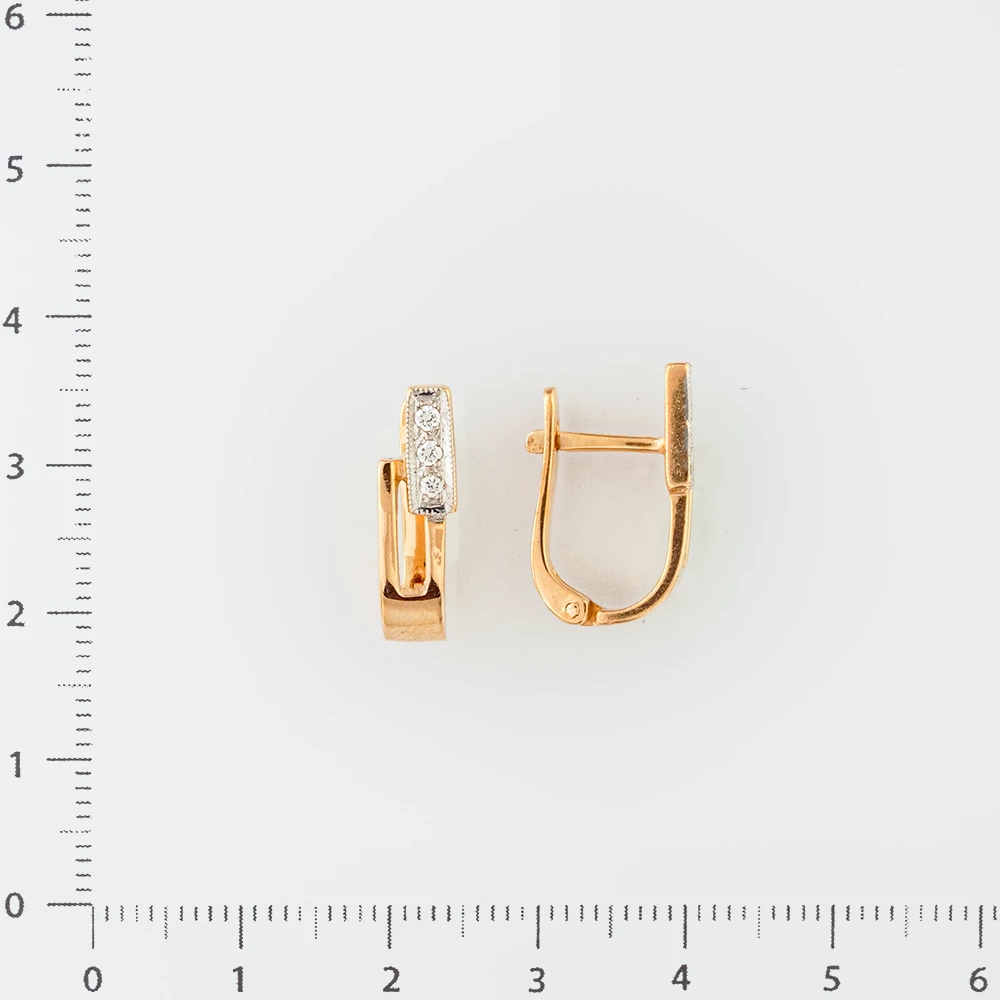Серьги с фианитом из красного золота 585 пробы