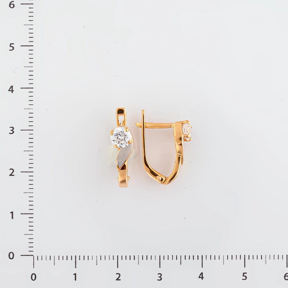 Серьги с фианитом из красного золота 585 пробы
