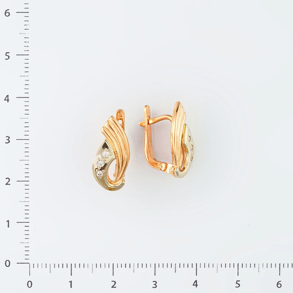 Серьги с фианитом из красного золота 585 пробы