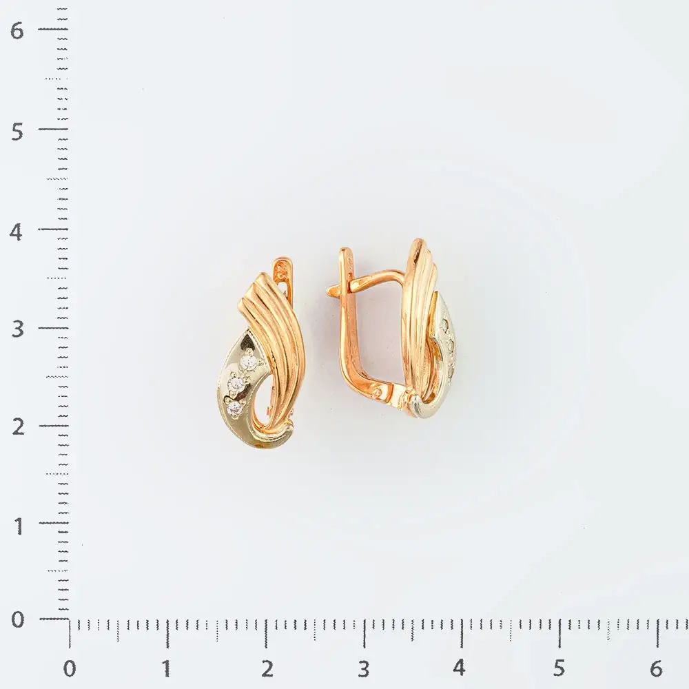 Серьги с фианитом из красного золота 585 пробы 2