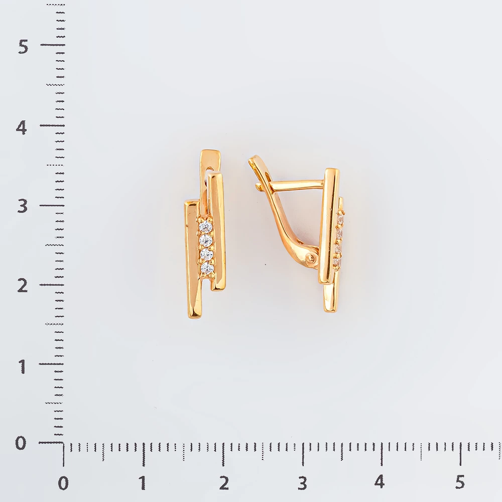 Серьги с фианитом из красного золота 585 пробы